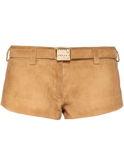 Belted suede shorts - Neutrals