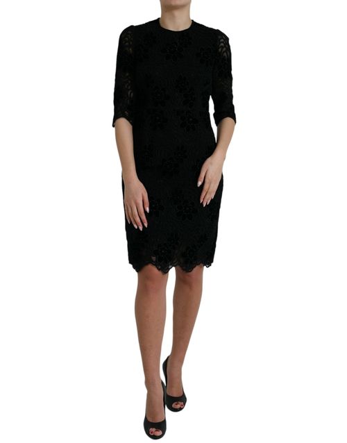 Floral Lace Dress — Black