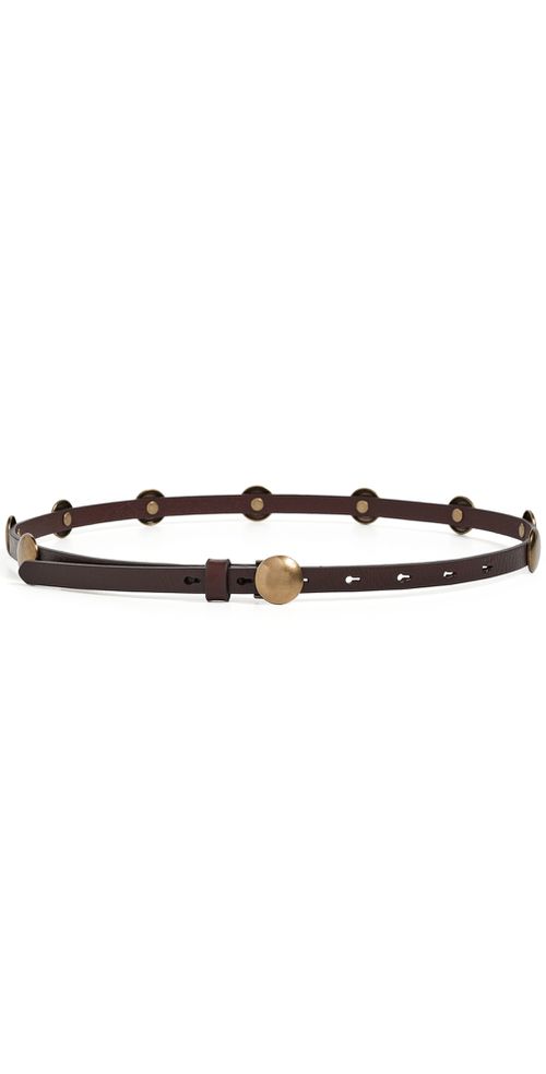 Skinny Studded Belt Cherry Wood