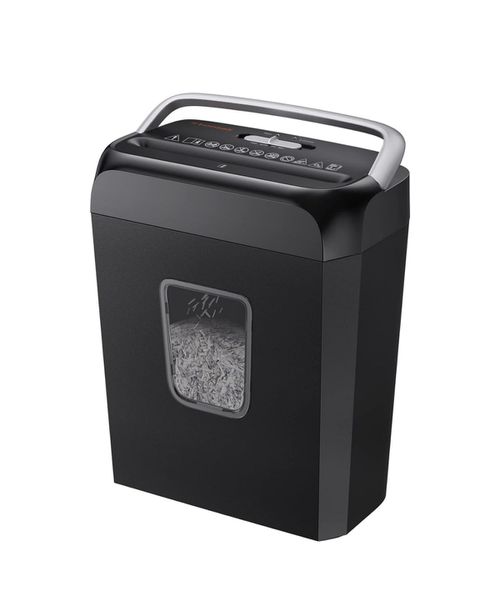 6-Sheet Crosscut Shredder for Home Office - Shreds Paper, Credit Cards, Mail, Staples, Clips - 3.4 Gal Bin with Handle - Black