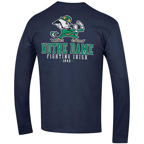 Men's Navy Notre Dame Fighting Irish Team Stack 3-Hit Long Sleeve T-Shirt - Size Small