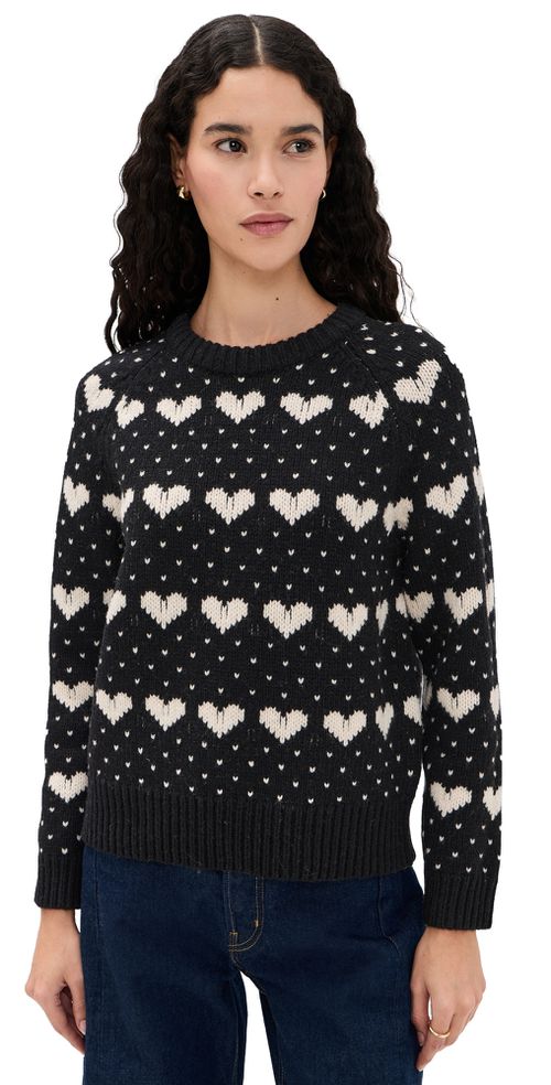 The Heart Crewneck Black w/ Pearl