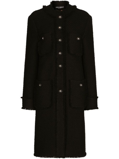 Tweed buttoned coat - Black