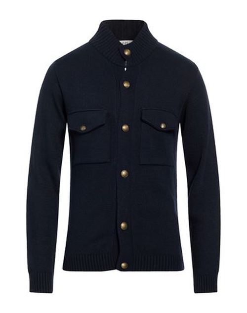 Roberto P Luxury Man Cardigan Midnight blue Size L Wool, Acrylic