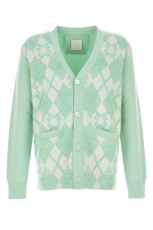 Argyle Wool-Viscose Cardigan — Green