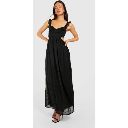 Womens Tall Dobby Chiffon Cut Out Maxi Dress - Black - 8, Black
