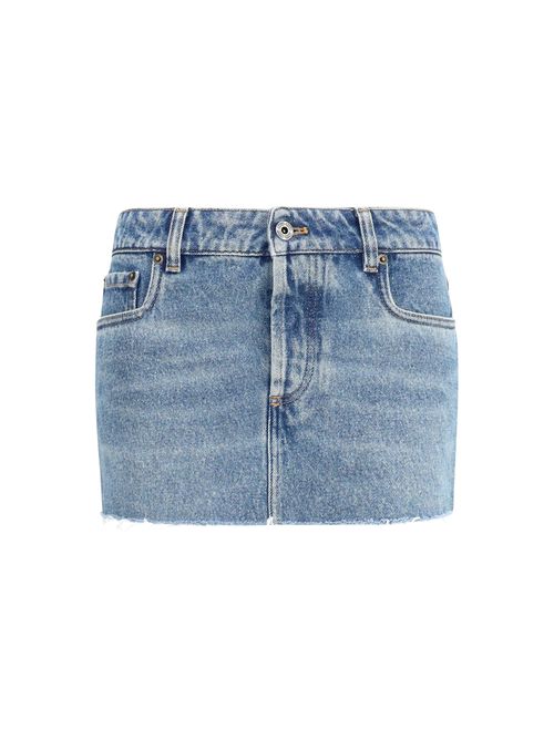 Frayed Denim Mini Skirt — Blue