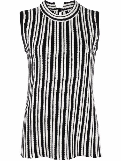 Rib-knit sleeveless top - White
