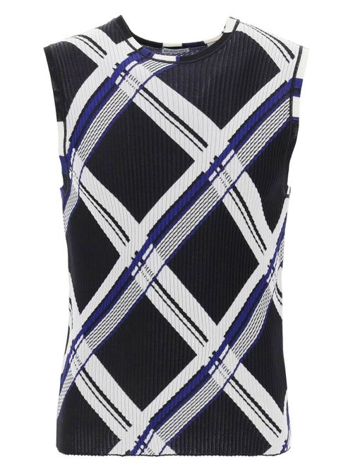 Burberry Men's Check Silk Top in Black | Size Small | 8087291A1003