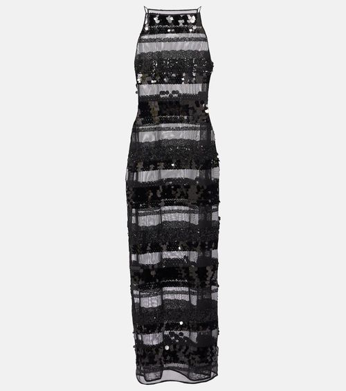 Oséree Sequined striped maxi dress
