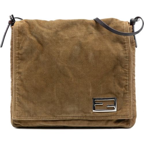 Fendi Pre-owned Womens Corduroy Shoulder Bag - Tan Textile - One