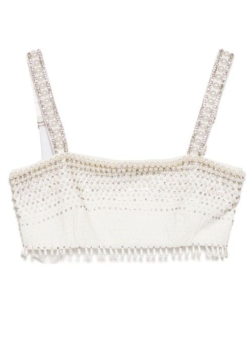 Pearl trimmed cropped vest - White