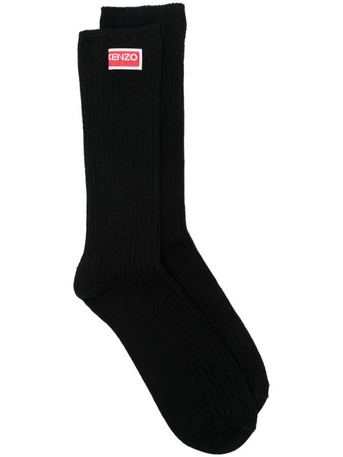 Logo-patch ribbed socks - Black