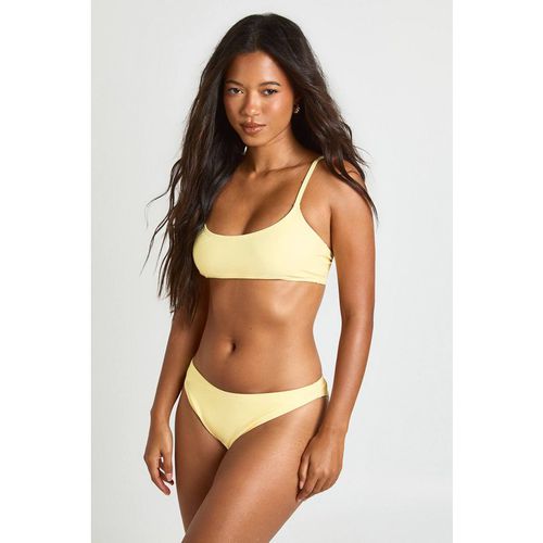 Boohoo Women's Essentials Brief Bikini Bottom in Lemon