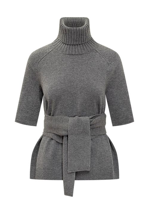 Sleeve-Cut Sweater with Belt