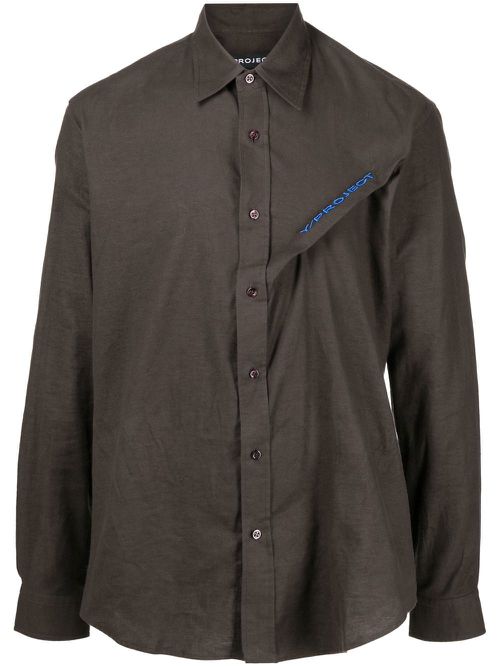 Long-sleeve button-fastening shirt - Grey