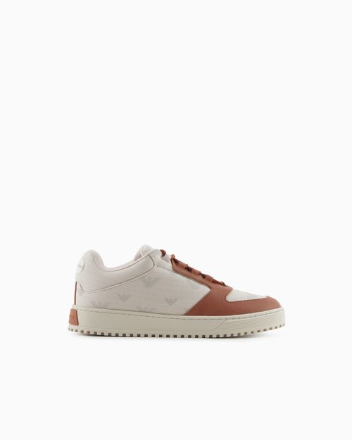 Canvas sneakers with all-over eagles