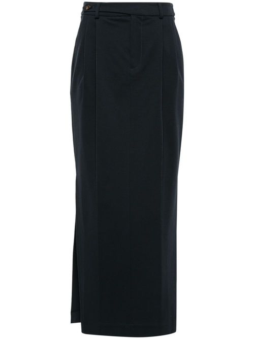 Pleated Pencil Skirt — Blue