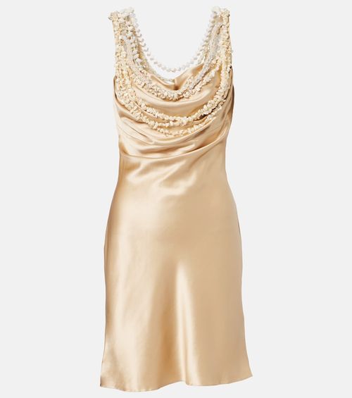 Embellished silk satin slip dress