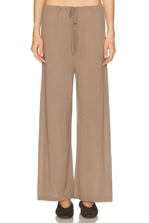 Enza Costa Tissue Cashmere Drawcord Pant in Walnut - Brown. XS also in S