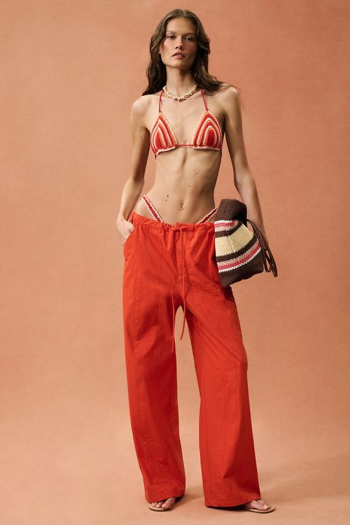 Akoia Swim for FWRD Crochet Triangle Bikini Set in Red
