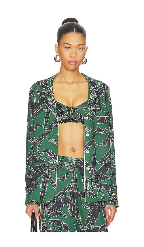 THE UPSIDE Tamara Rio Collared Top in Dark Green. XS. Also in S, M