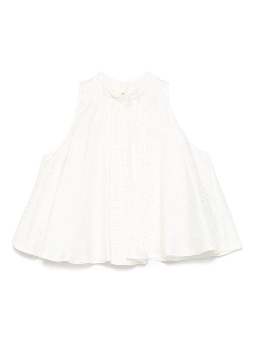 Patterned-jacquard blouse - White