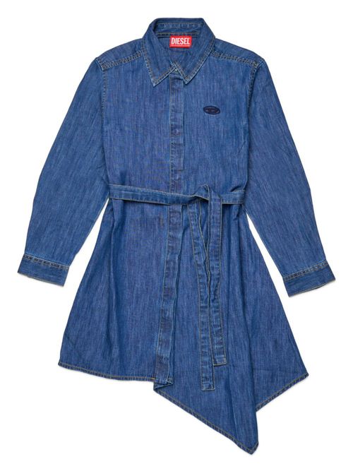 Asymmetric long-sleeve dress - Blue