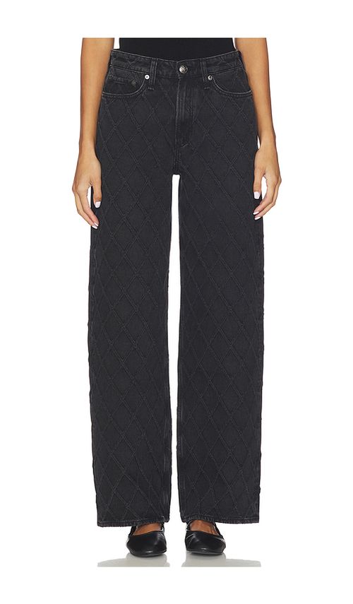 Rag & Bone Logan Quilted Wide Leg Jeans in Black. - 33 also