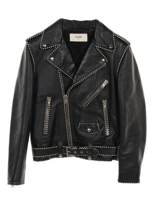 Céline Pre-Owned 2010s leather biker jacket - Black