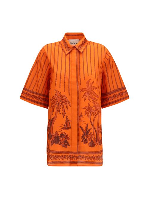 Printed Cotton Shirt — Orange