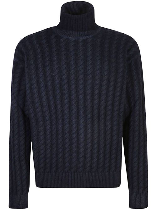 Cable-knit jumper - Blue