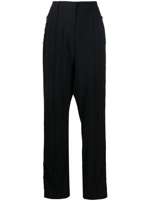 Lace-up detail straight-leg trousers - Black