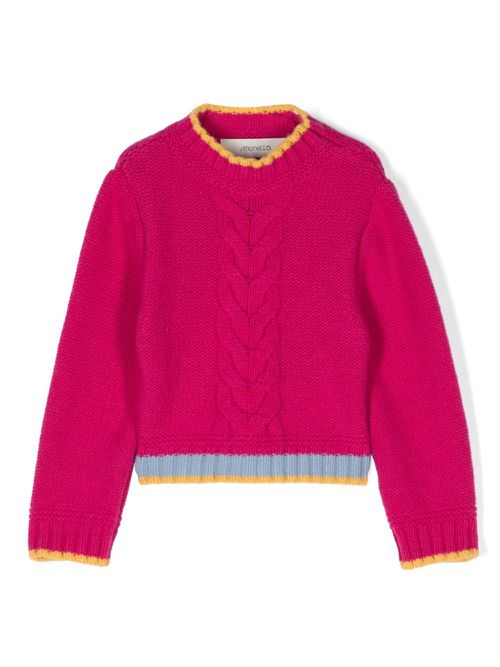 Stripe-trim sweater - Pink