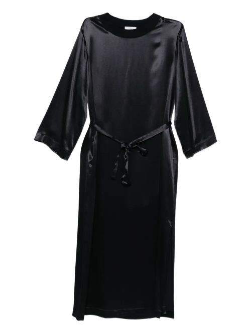 Satin Midi Dress — Black