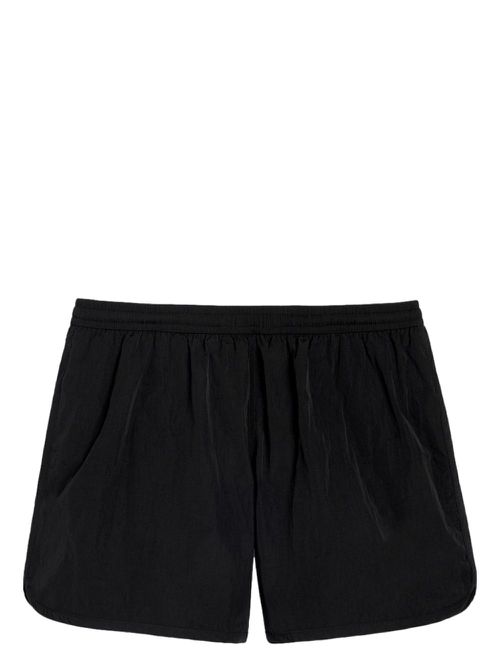 Logo-embroidered crinkled swimming trunks - Black