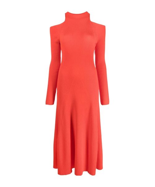 Ribbed-knit cut-out dress