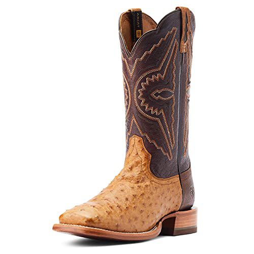 ARIAT Mens Broncy Western Boot Antique Saddle Fq Ostrich/Chestnut