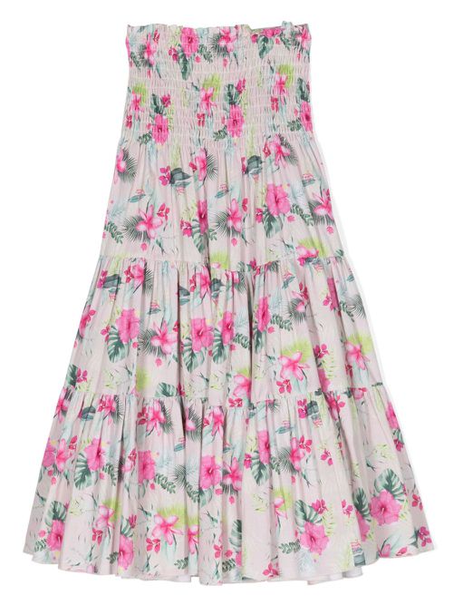 Sleeveless botanical-print dress - Green