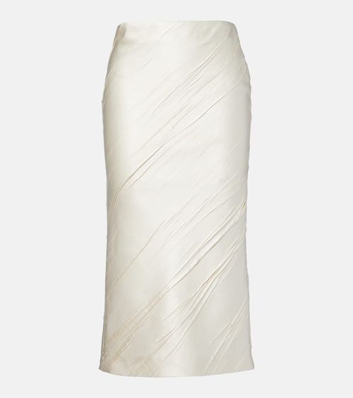 Ruta pleated satin pencil skirt