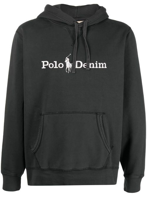 Logo-print drawstring hoodie - Grey