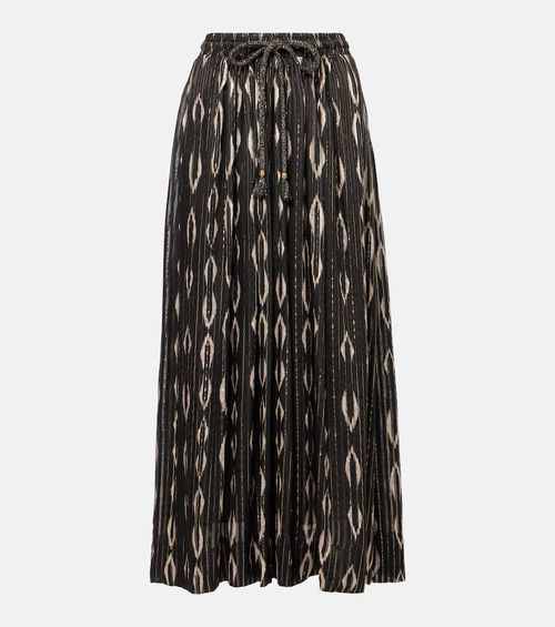 Samila pleated printed midi skirt