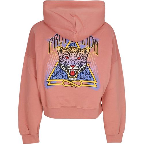 Women's Short Hoodie W Triangle Jaguar Croptop Hoodie Clay