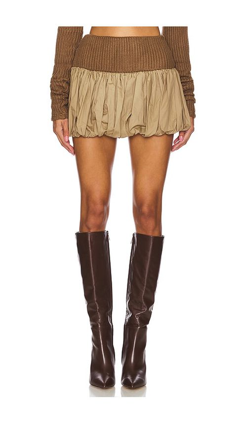 Zemeta Sandy Knit Balloon Skirt in Tan.  S. Also in