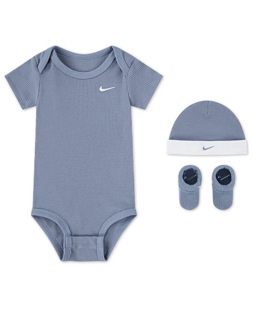 Baby Boys or Girls 3-Piece Short-Sleeve Bodysuit, Booties and Hat Set - Ashen Slate
