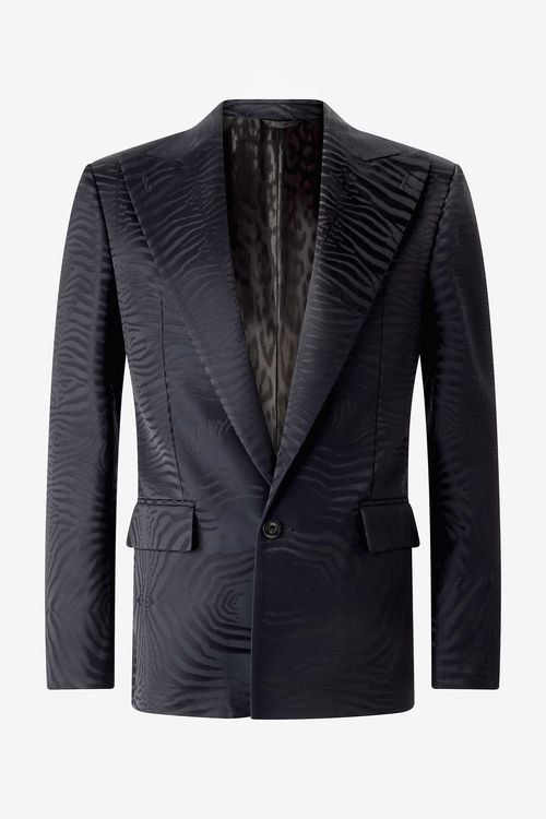 Blazer With Solid-color Tiger Skin Design