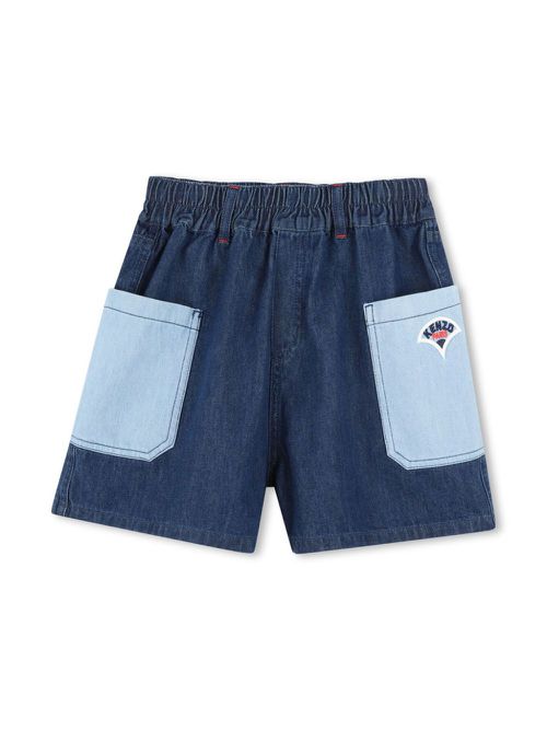Logo-embroidered denim shorts - Blue
