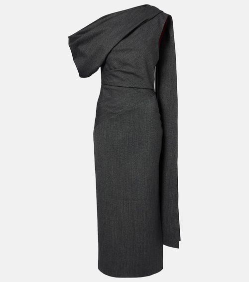 Maite herringbone draped midi dress