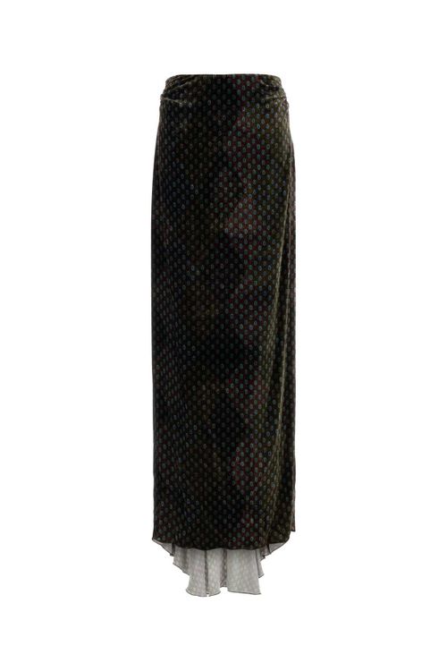 Printed Silk-Viscose Skirt — Black