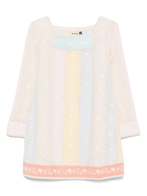 Rixo floral-embroidered dress - Pink